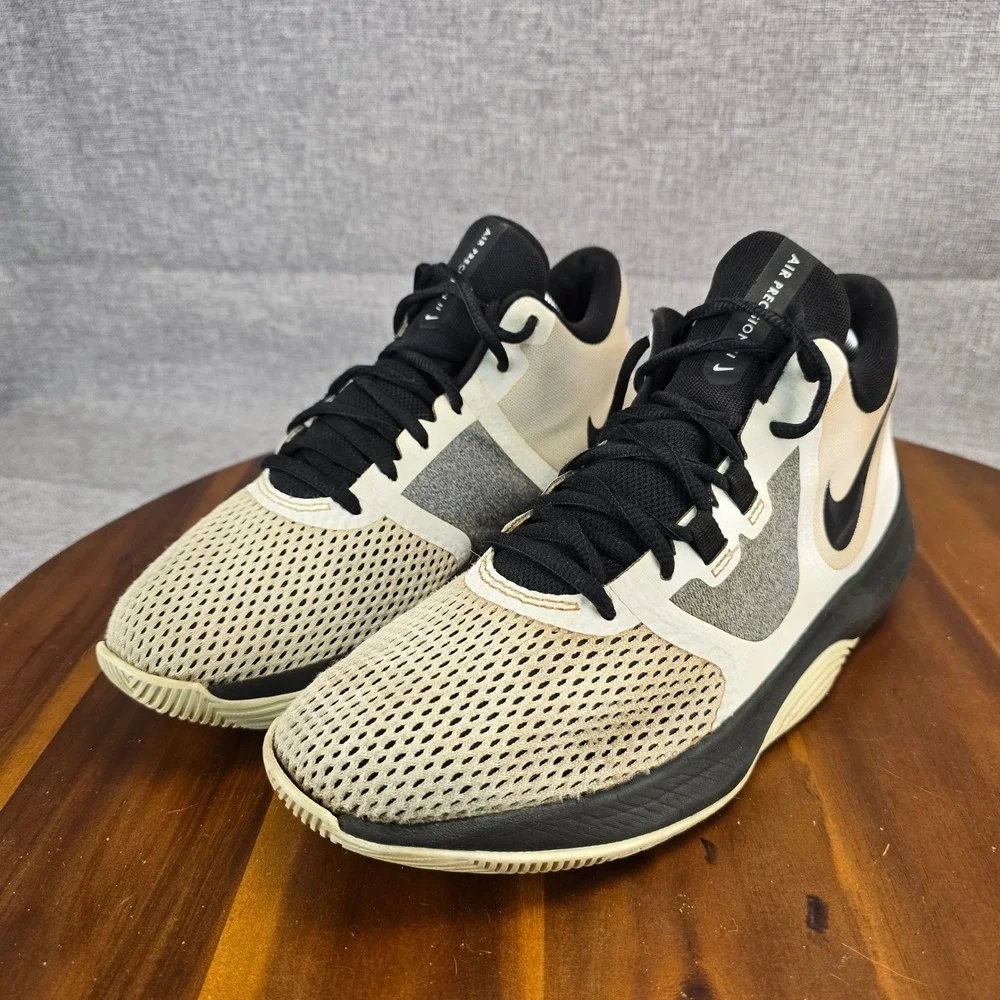 Nike Air Precision II Men's Basketball Shoes White Black Size‎ 7.5 AA7069-100